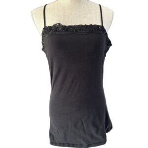 Express Womens Black Lace w/Sequin Trim Camisole L